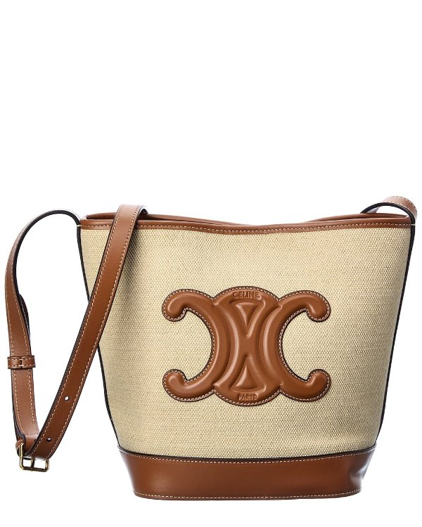 Cuir Triomphe Small Canvas & Leather Bucket Bag