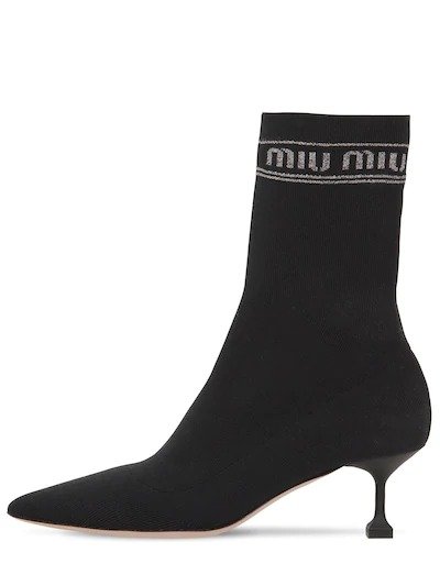 55MM LOGO TECH KNIT ANKLE BOOTS