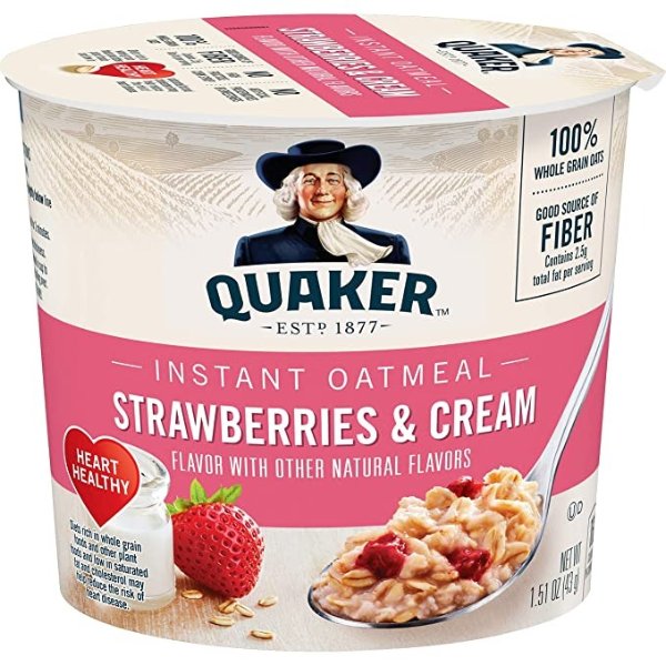 Instant Oatmeal Express Cups, Strawberries & Cream, 12 Count