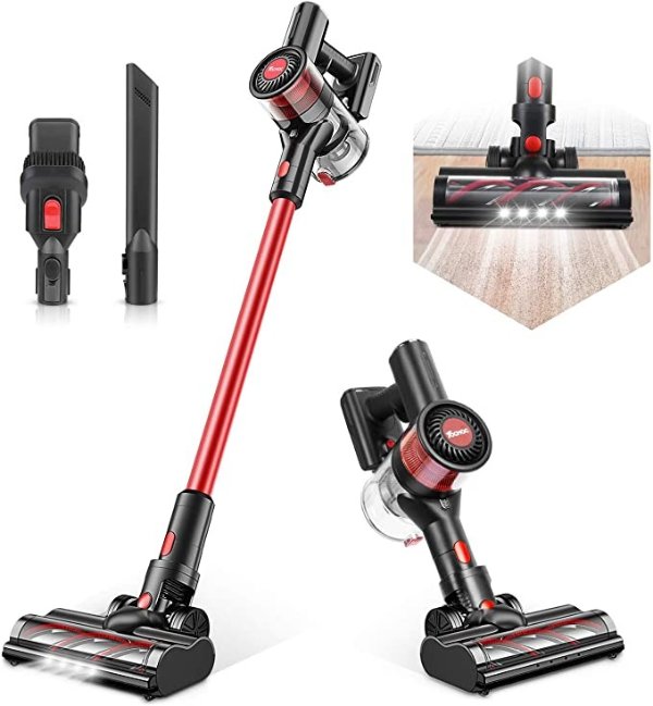TOCMOC T185 Stick Cordless Vacuum Cleaner 5 in 1 Pro, with 22Kpa 200W Powerful Suction and HEPA H12, Lightweight Quiet for Home, Pet Hair, Hard Floors, Carpet and Car