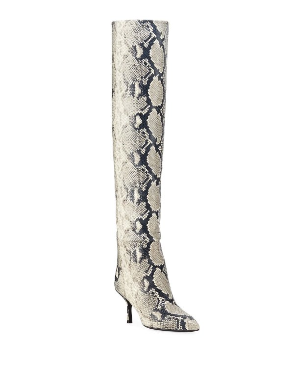 Millie Over-The-Knee Python-Print Boots