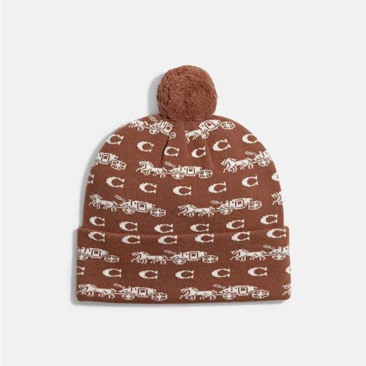 Bold Horse And Carriage Print Beanie