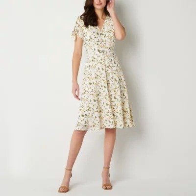new!R & K Originals Short Sleeve Floral Fit + Flare Dress