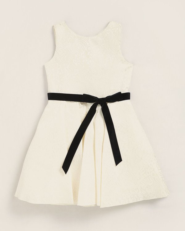 (Girls 7-16) Floral Jacquard Velvet Belt A-Line Dress