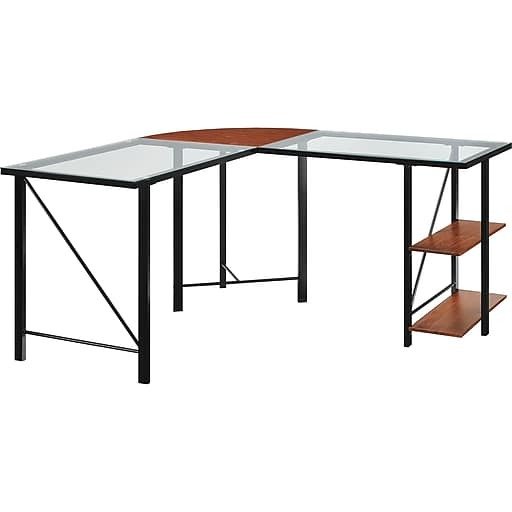 Aden L Glass Desk, Gray (9379096)