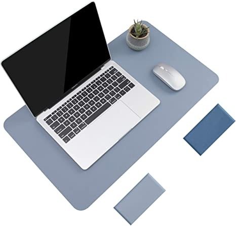 Non-Slip Desk Pad, Waterproof PVC Leather Desk Table Protector, Ultra Thin Large Mouse Pad, Easy Clean Laptop Desk Writing Mat for Office Work/Home/Decor (Blue, 23.6" x 13.7")