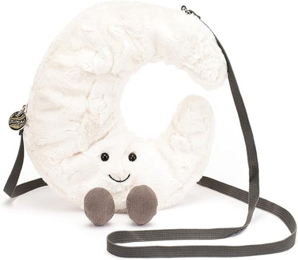Amuseable Moon Plush Bag Crossbody Purse with Zip Top Gifts for Kids Girls Tweens and Teens