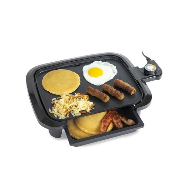 HomeCraft HCGDWD90BK Non-Stick Griddle With Warming Drawer