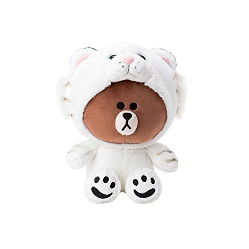Plush Figure - Snow Tiger Brown Character Cute Soft Sitting Stuffed Doll, 10 Inches