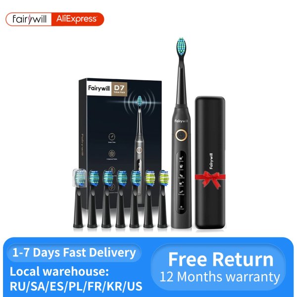 10.64US $ 82% OFF|Fairywill Electric Sonic Toothbrush Fw-507 Usb Charge Rechargeable Adult Waterproof Electronic Tooth 8 Brushes Replacement Heads - Electric Toothbrush - AliExpress