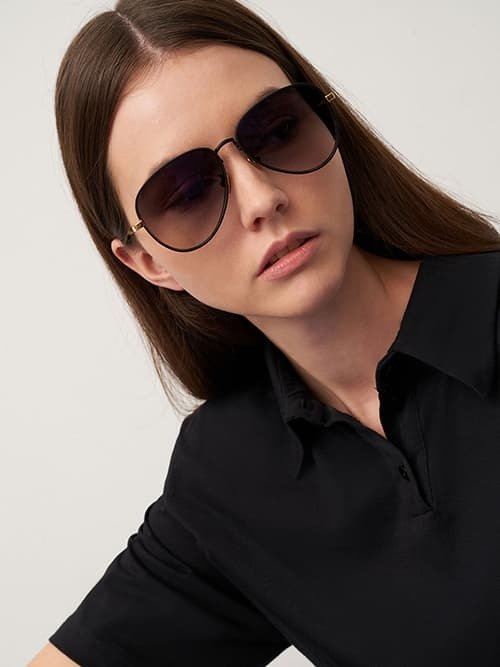 Black Braided Temple Butterfly Sunglasses | CHARLES &amp; KEITH
