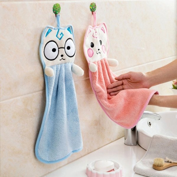 Cute Hanging Bathroom Hand Towel Bathroom Strong Absorbent Towel Rag Cartoon Hand Towel Handkerchief