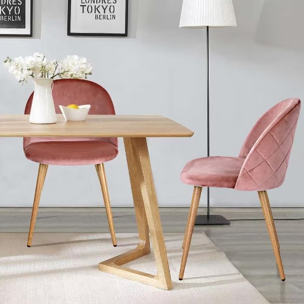 Zomba Pink Velvet Dining Chair (Set of 2)
