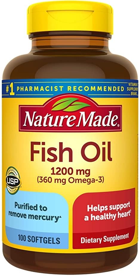 Fish Oil 1200mg, 100 Softgels, Fish Oil Omega 3 Supplement For Heart Health