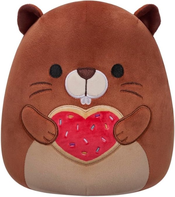 Original 8-Inch Chip Brown Beaver Holding Heart Cookie - Official Jazwares Plush