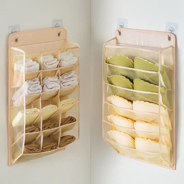 Undergarment Storage Double Sided Hanging Bag Folding Clear Socks