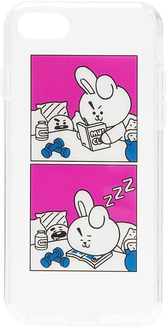 Official Merchandise by Line Friends - Cooky Character Poster Design Drop Protection Case for iPhone 8 Plus/iPhone 7+, Hot Pink