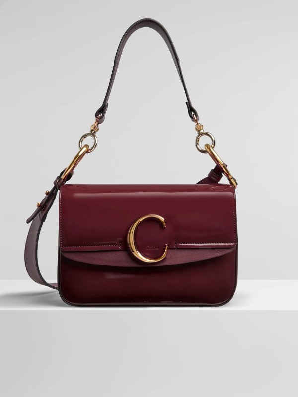 Small Chloe “C” Double Carry Bag In "spazzolato Sfumato" Lambskin & Smooth Calfskin | Chloe US
