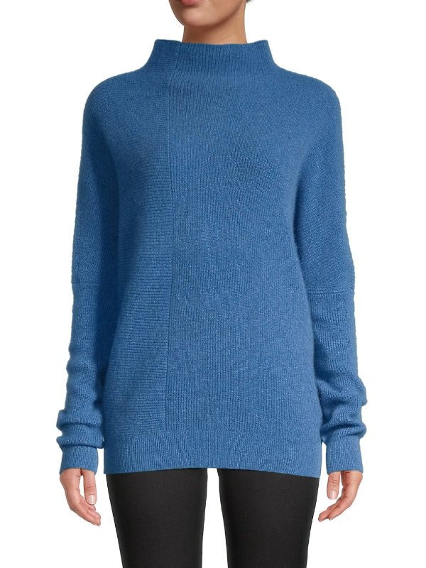 Funnelneck Rib-Knit Cashmere Sweater