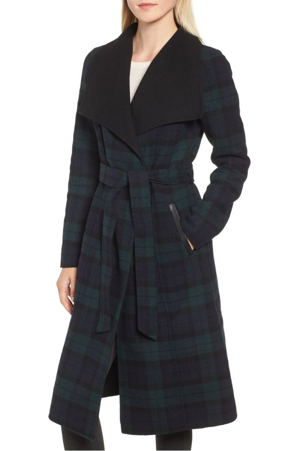 Double Face Wool Leather Belted Coat