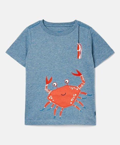 Blue & Coral Crab Applique Archie Tee - Boys