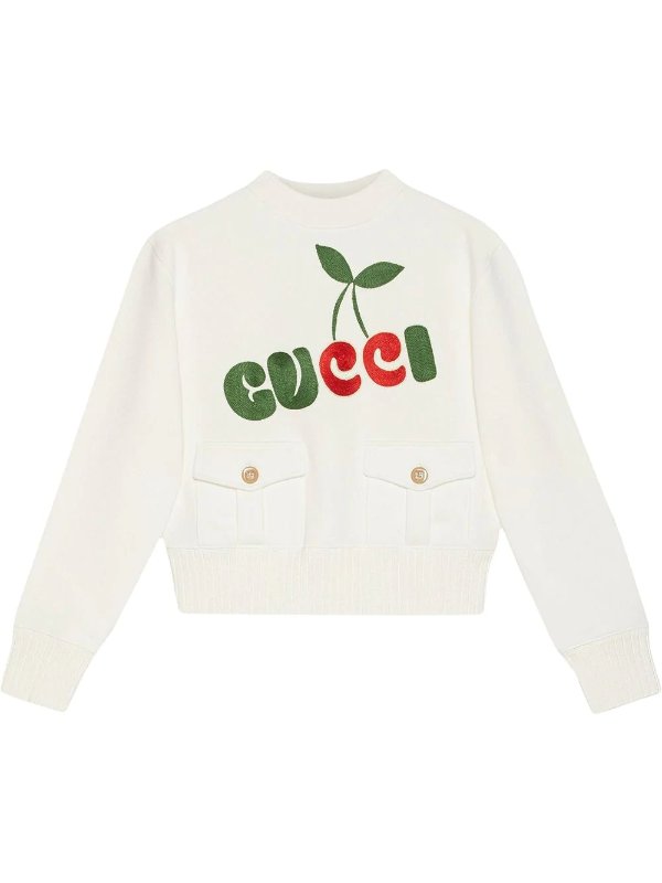 cherry-motif cotton sweatshirt