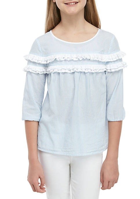 Girls 7-16 Ruffle Front Peasant Top