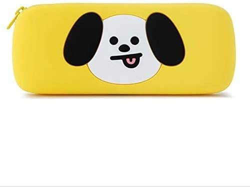 Official Merchandise by Line Friends - CHIMMY Character Silicone Pencil Pen Case Bag Pouch with Zipper, Yellow