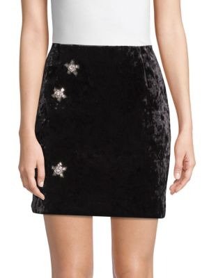 Embellished Velvet Mini Skirt