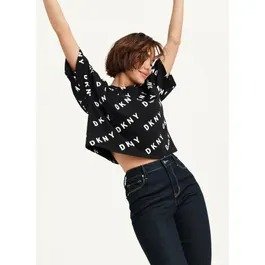 Buy Scattered Logo Cropped Tee Online - DKNY