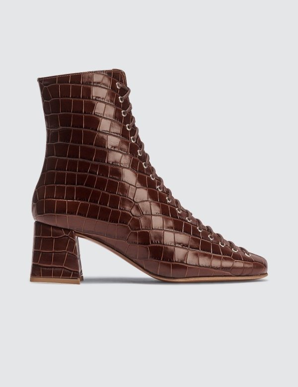 Becca Nutella Croco Embossed Leather Boots