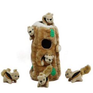 d Hound Hide-A-Squirrel Holiday Squeaking Dog Toys, Brown