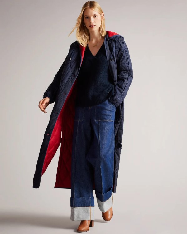 Lillan Flood Length Collared Quilted Coat