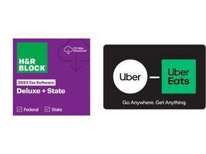 HR Block 2023 Deluxe + State Win - Bundle - PC/Mac and Uber $20 Gift Card (Email Delivery)