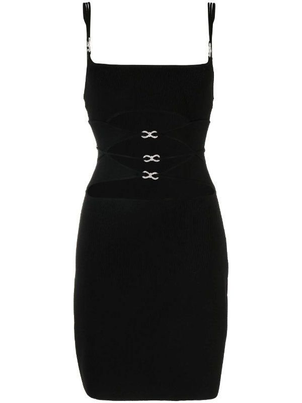 Black Cut-Out Ribbed Mini Dress