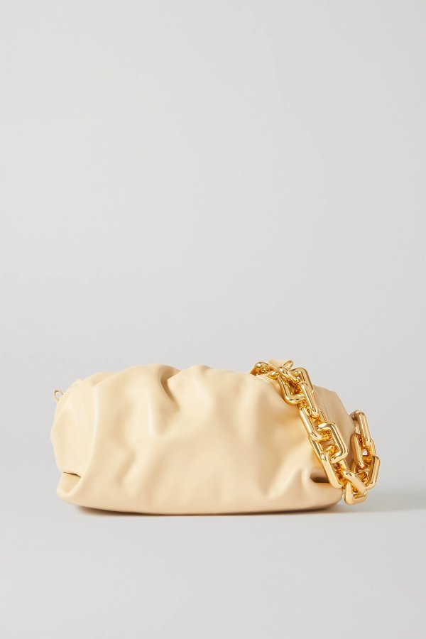 The Chain Pouch gathered leather clutch