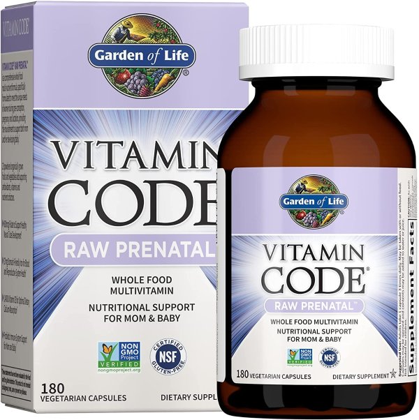 Prenatal Vitamins - Vitamin Code Raw Prenatal Whole Food Multivitamin Supplement for Mom and Baby, Vegetarian, 180 Capsules