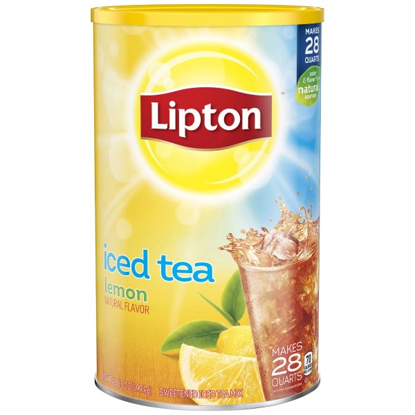 (6 Boxes) Lipton Lemon Iced Tea Mix, 28 qt, 2.1 Oz Canister