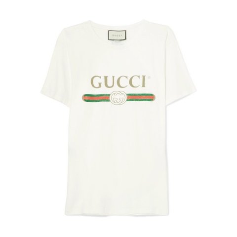 GucciAppliqued distressed printed cotton-jersey T-shirt