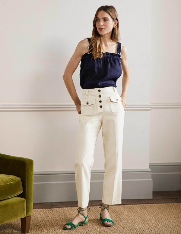 Carrie High Waisted Pants - Meringue | Boden US