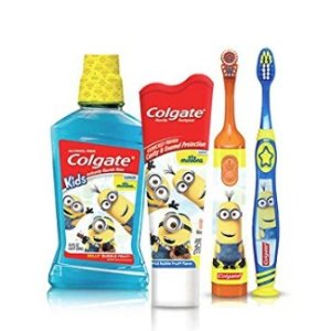 Colgate Kids Toothbrush, Toothpaste, Mouthwash Gift Set, Minions @ Amazon