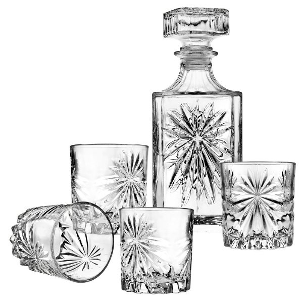 STUDIO SILVERSMITHS Crystal Decanter and Whiskey Set