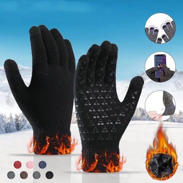1pair Winter Autumn Knitted Gloves Touch Screen Unisex Thicken Wool Mitten Outdoors Non-slip Warmer Couple Gloves High Quality - Clothing, Shoes & Jewelry - Temu