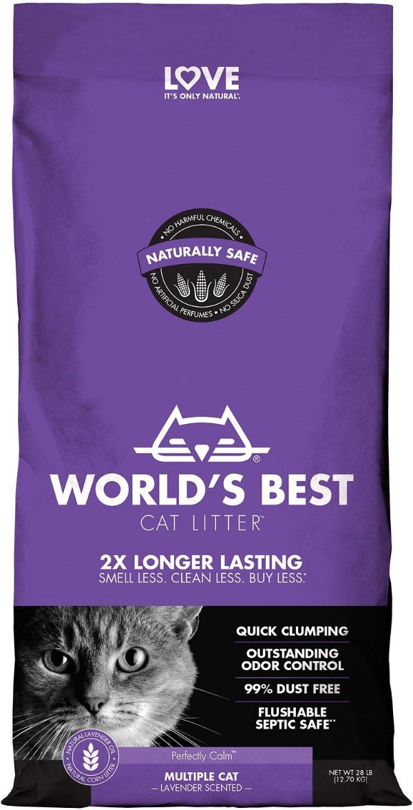 Lavender Scented Clumping Corn Cat Litter, 28-lb bag - Chewy.com