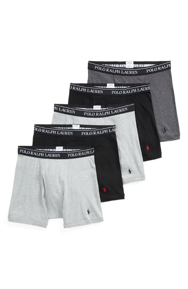 Assorted 5-Pack Cotton Boxer Briefs