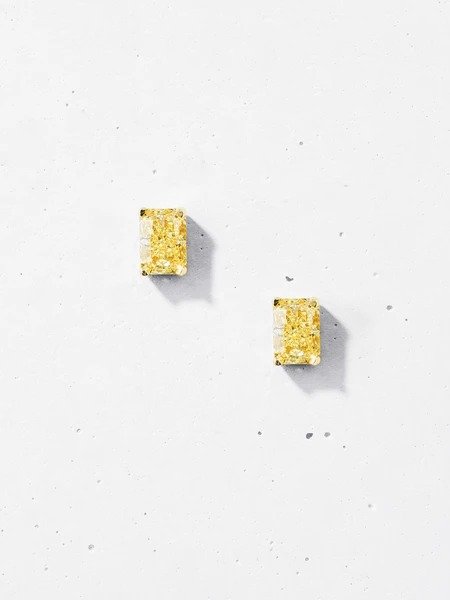 Crushed Ice Rectangular Stud Earrings - 925 Sterling Silver