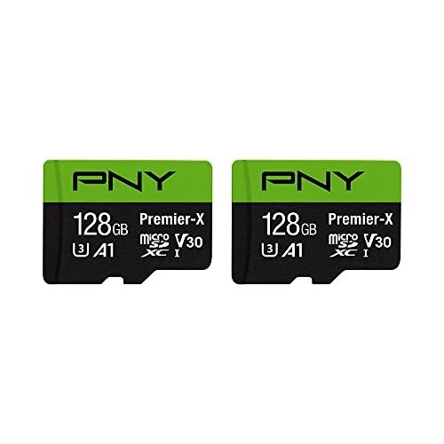 P-SDU128X2V31100PX-GE 128GB Premier-X Class 10 U3 V30 microSDXC Flash Memory Card 2-Pack - 100MB/s, Class 10, U3, V30, A1, 4K UHD, Full HD, UHS-I, micro SD