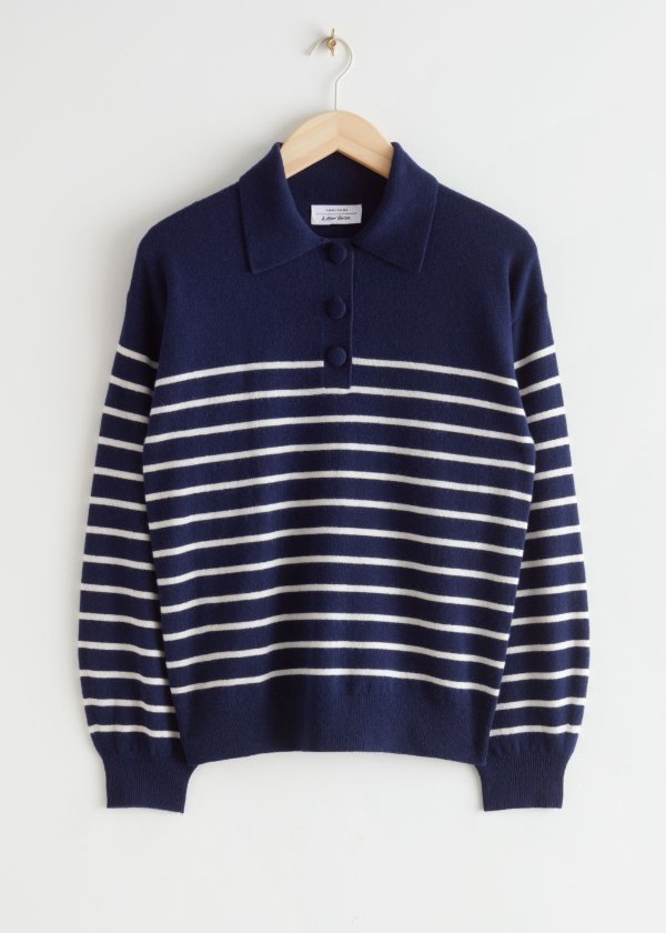 Striped Polo Knit Sweater