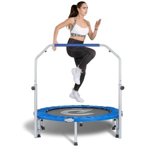 Pelpo 38"Folding Mini Trampoline,Exercise Trampoline with Adjustable, Rebounder Trampoline for Adults Fitness, Indoor Trampoline for Bounce Workout Max Load 330lbs
