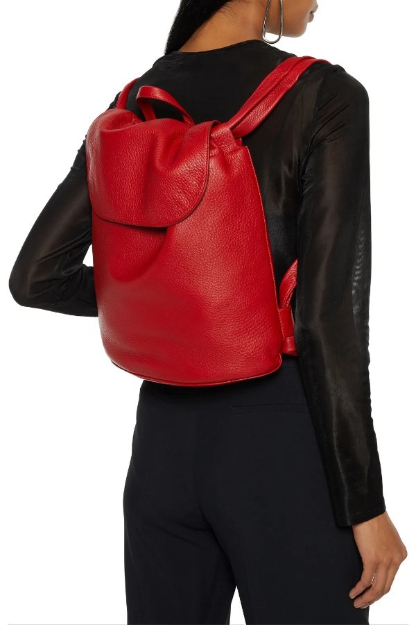 Knapsack pebbled-leather backpack